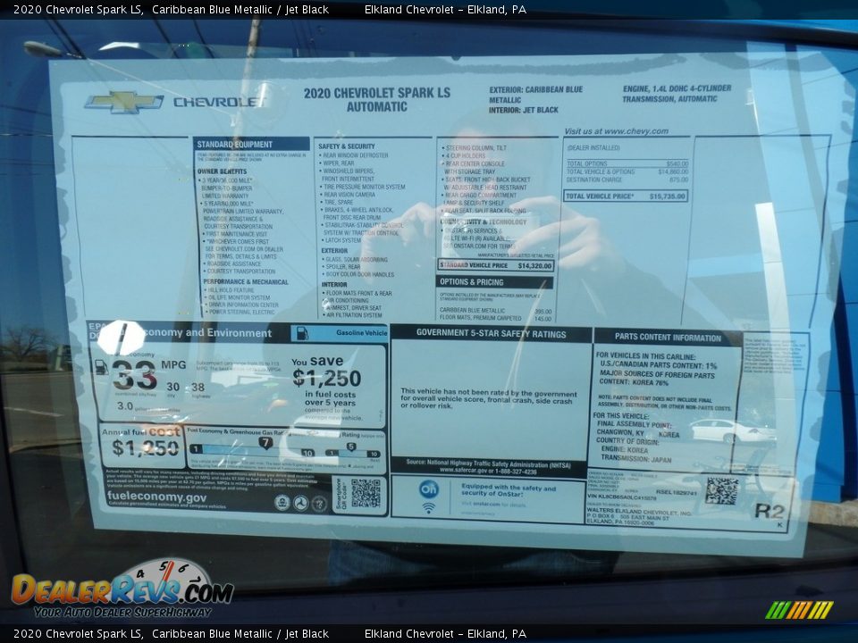 2020 Chevrolet Spark LS Window Sticker Photo #34