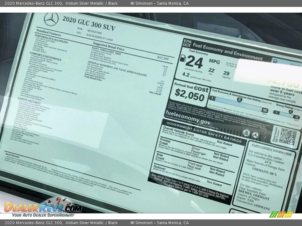 2020 Mercedes-Benz GLC 300 Iridium Silver Metallic / Black Photo #10