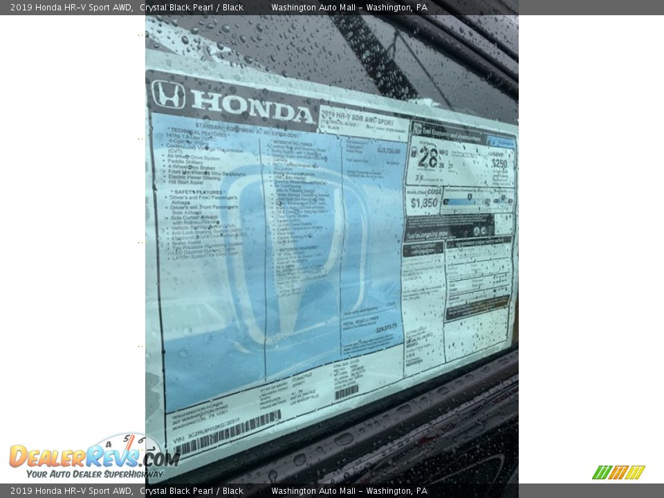 2019 Honda HR-V Sport AWD Crystal Black Pearl / Black Photo #15