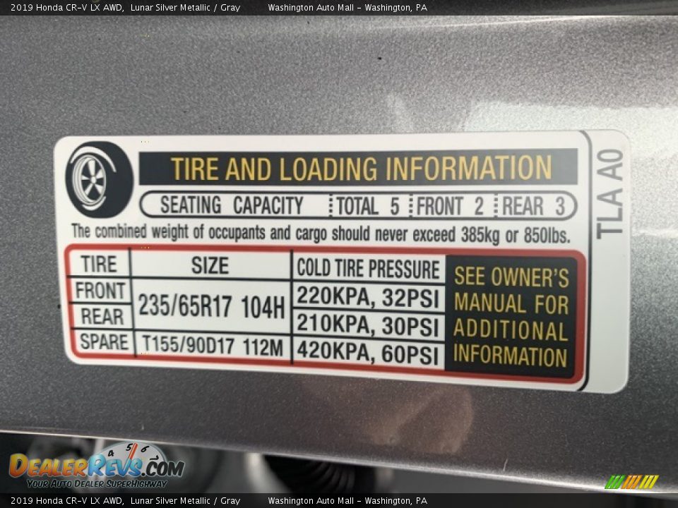 2019 Honda CR-V LX AWD Lunar Silver Metallic / Gray Photo #8