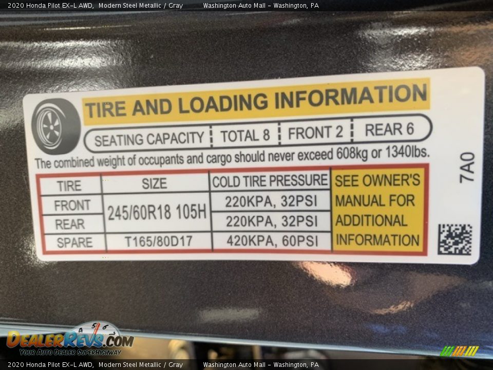 2020 Honda Pilot EX-L AWD Modern Steel Metallic / Gray Photo #8