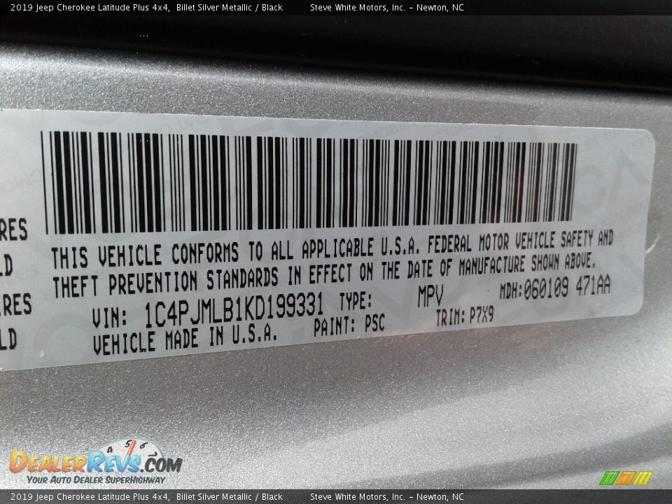 2019 Jeep Cherokee Latitude Plus 4x4 Billet Silver Metallic / Black Photo #31