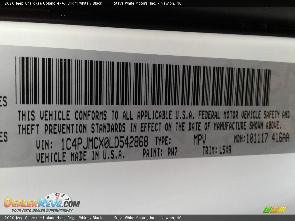 2020 Jeep Cherokee Upland 4x4 Bright White / Black Photo #33