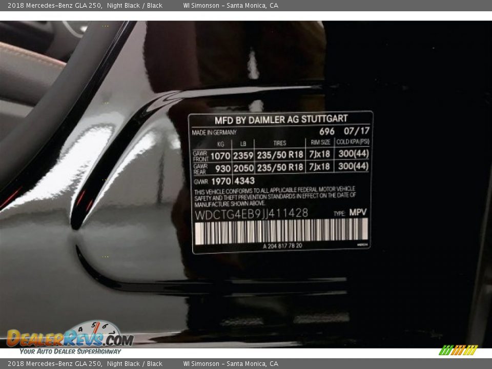 2018 Mercedes-Benz GLA 250 Night Black / Black Photo #20