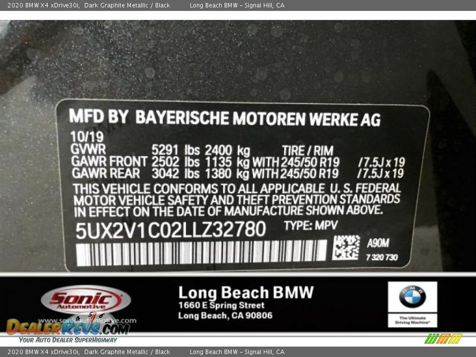 2020 BMW X4 xDrive30i Dark Graphite Metallic / Black Photo #11