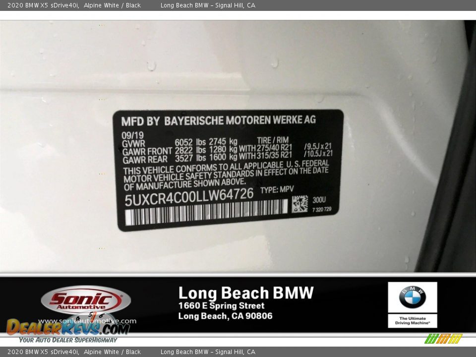 2020 BMW X5 sDrive40i Alpine White / Black Photo #11
