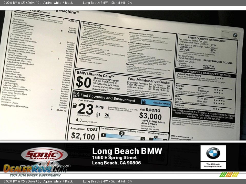 2020 BMW X5 sDrive40i Alpine White / Black Photo #10