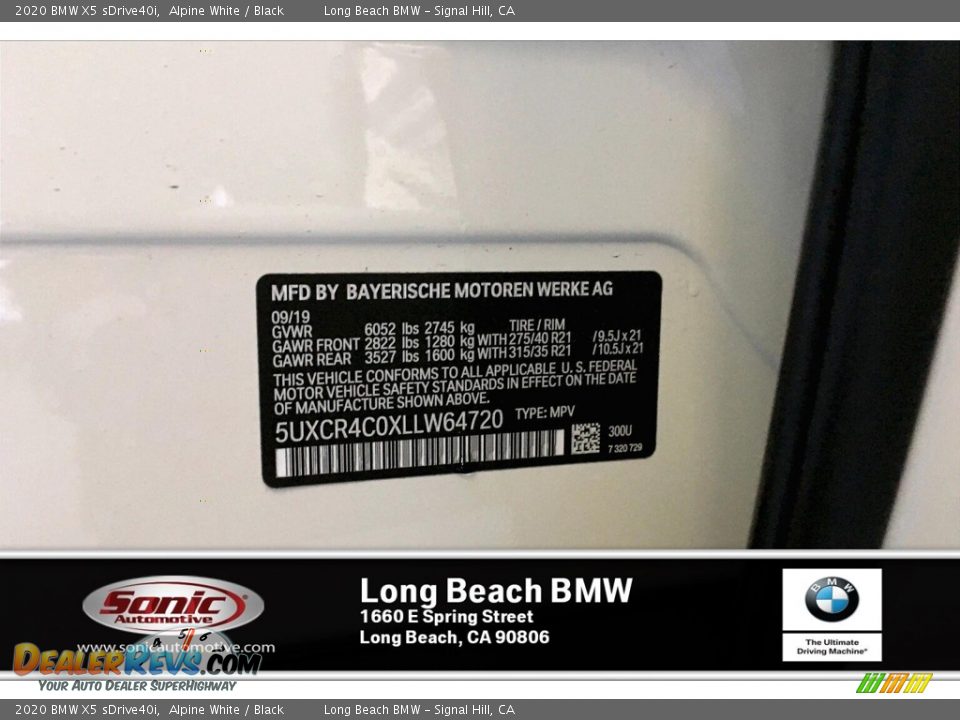 2020 BMW X5 sDrive40i Alpine White / Black Photo #11