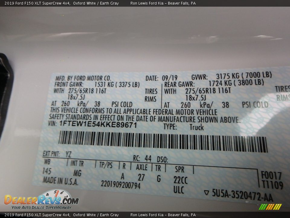 2019 Ford F150 XLT SuperCrew 4x4 Oxford White / Earth Gray Photo #10