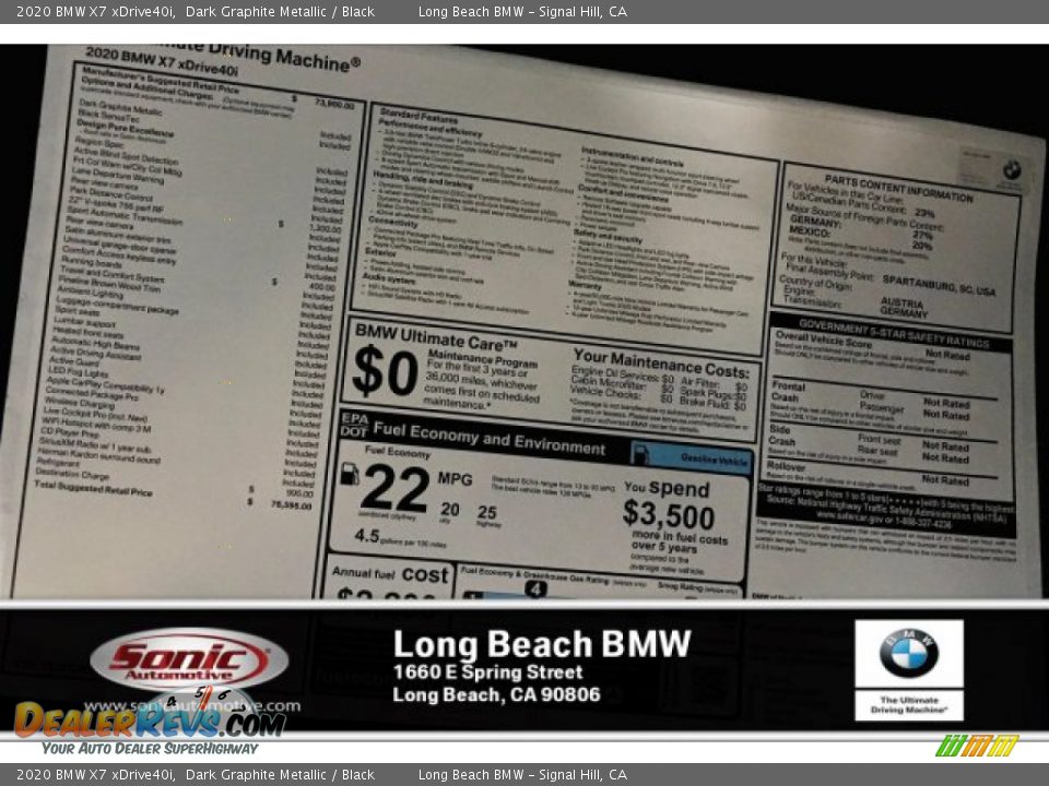 2020 BMW X7 xDrive40i Dark Graphite Metallic / Black Photo #10