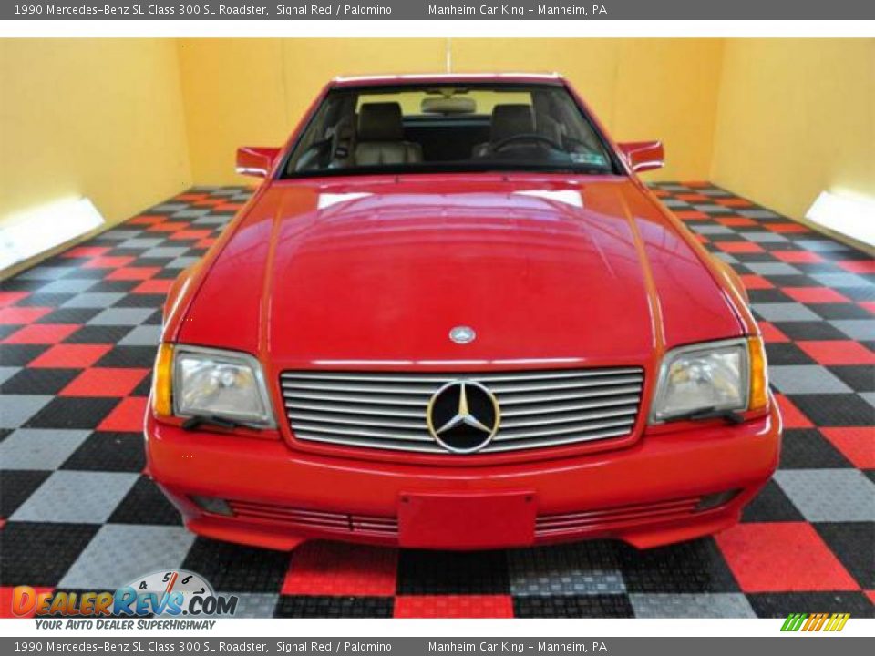 1990 Mercedes-Benz SL Class 300 SL Roadster Signal Red / Palomino Photo #2