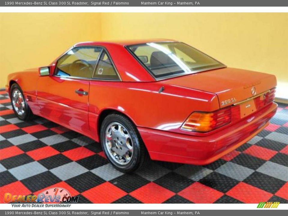1990 Mercedes-Benz SL Class 300 SL Roadster Signal Red / Palomino Photo #4