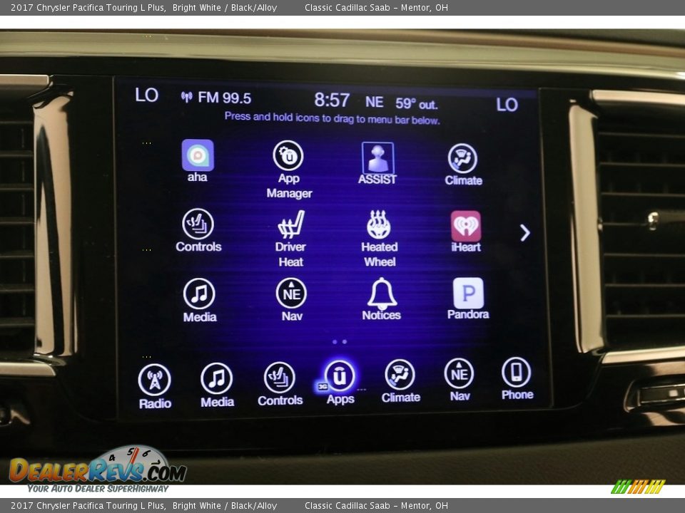2017 Chrysler Pacifica Touring L Plus Bright White / Black/Alloy Photo #12