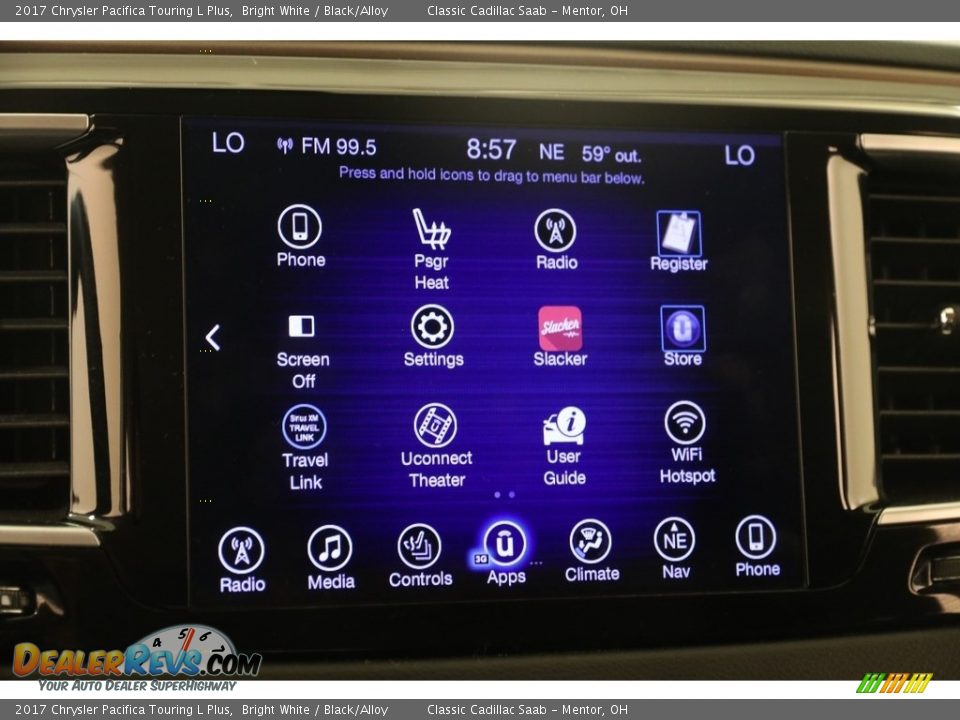 2017 Chrysler Pacifica Touring L Plus Bright White / Black/Alloy Photo #13