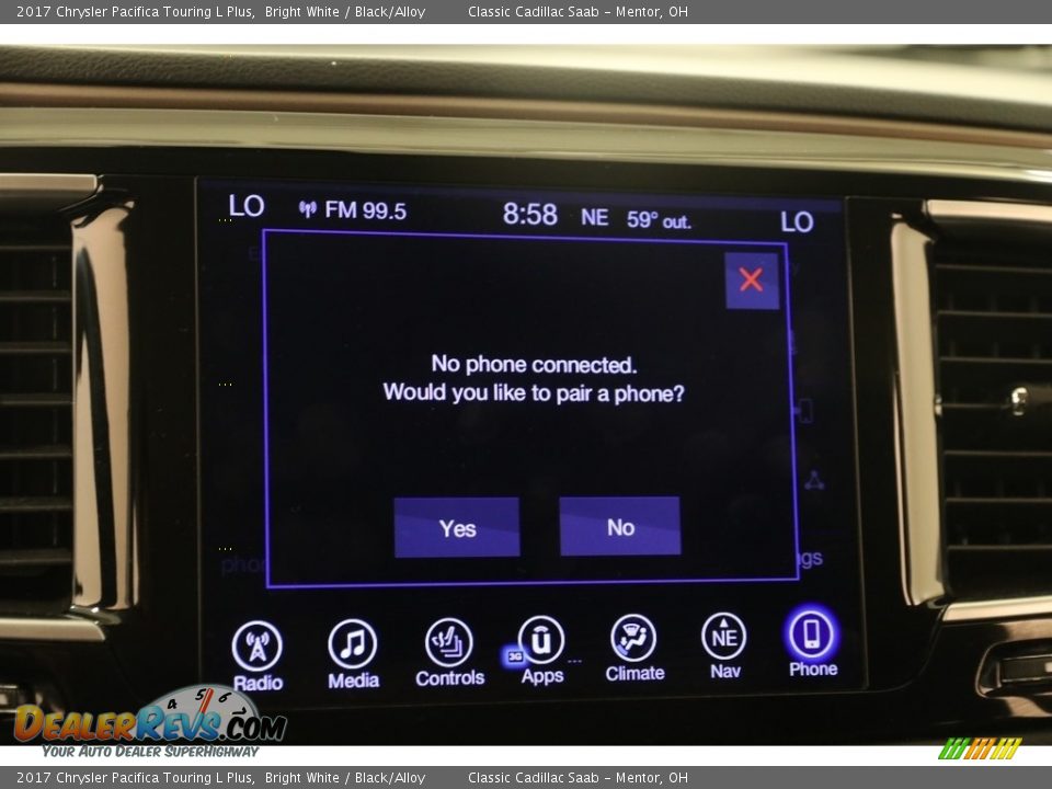 2017 Chrysler Pacifica Touring L Plus Bright White / Black/Alloy Photo #16