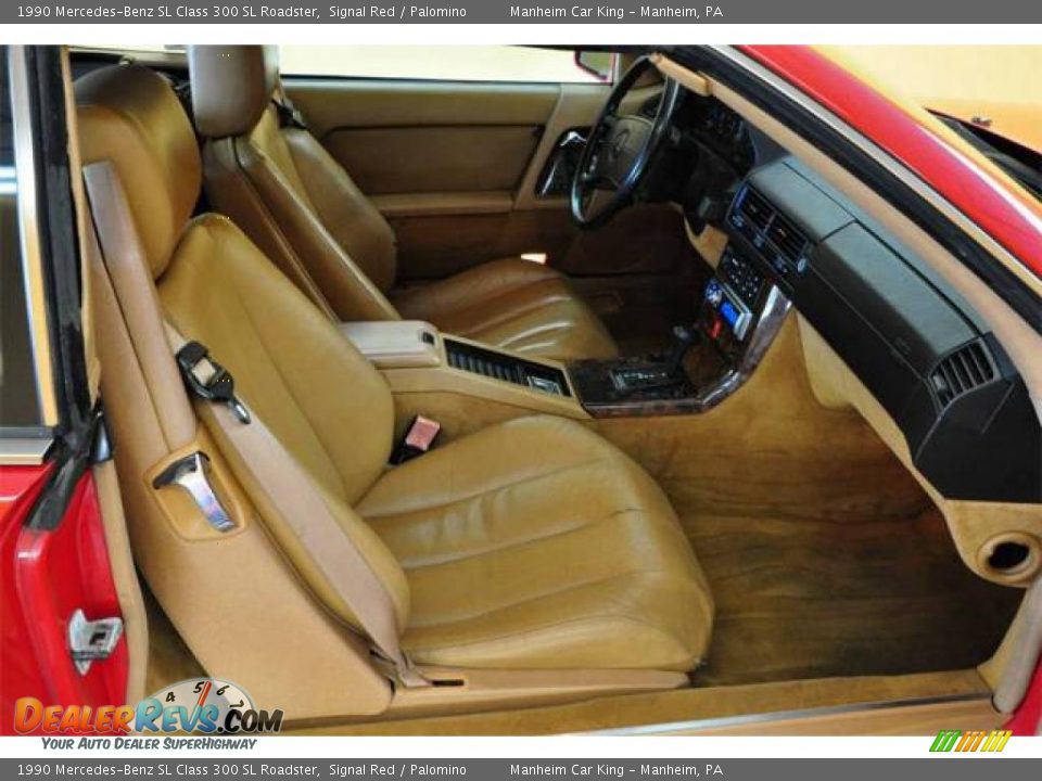 1990 Mercedes-Benz SL Class 300 SL Roadster Signal Red / Palomino Photo #14