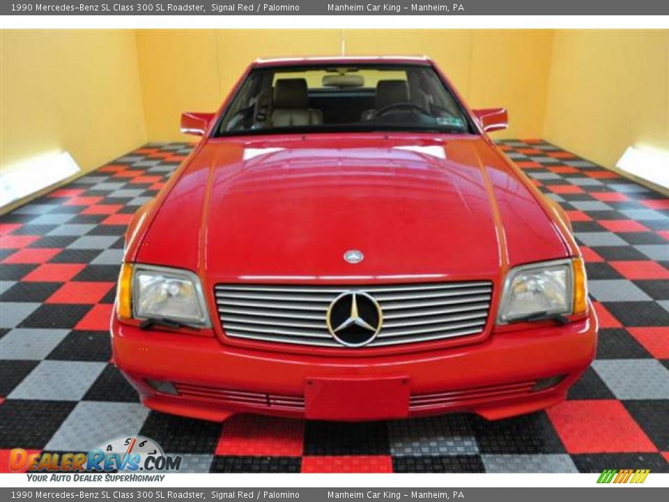 1990 Mercedes-Benz SL Class 300 SL Roadster Signal Red / Palomino Photo #18