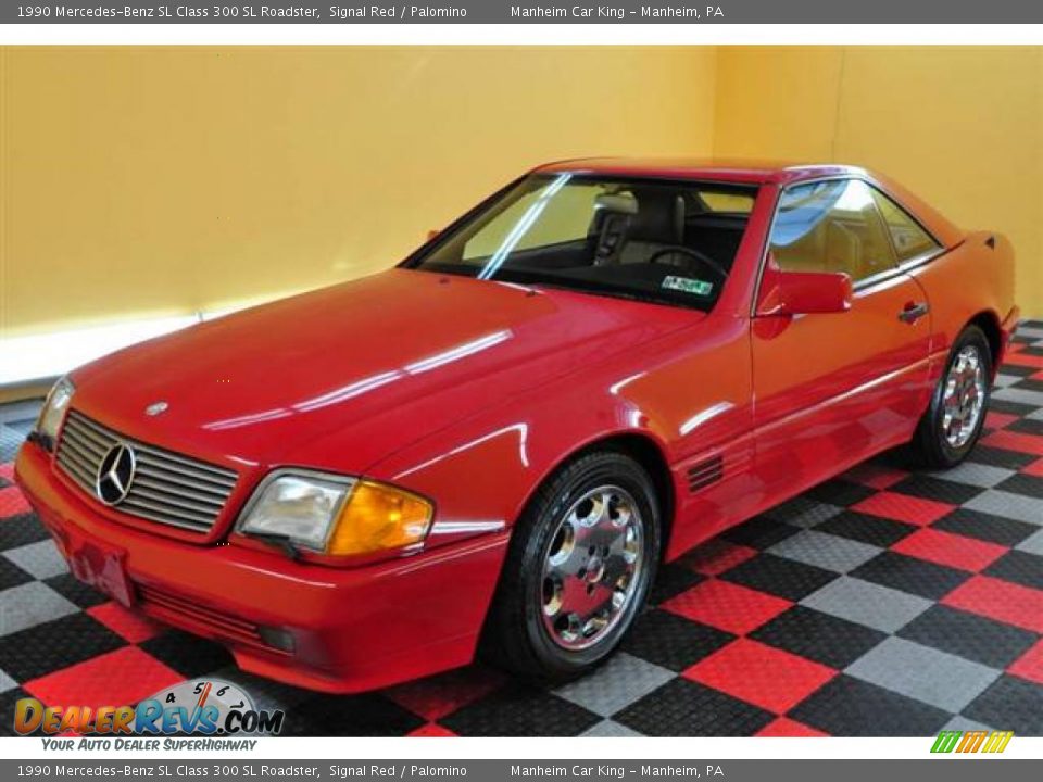 1990 Mercedes-Benz SL Class 300 SL Roadster Signal Red / Palomino Photo #19