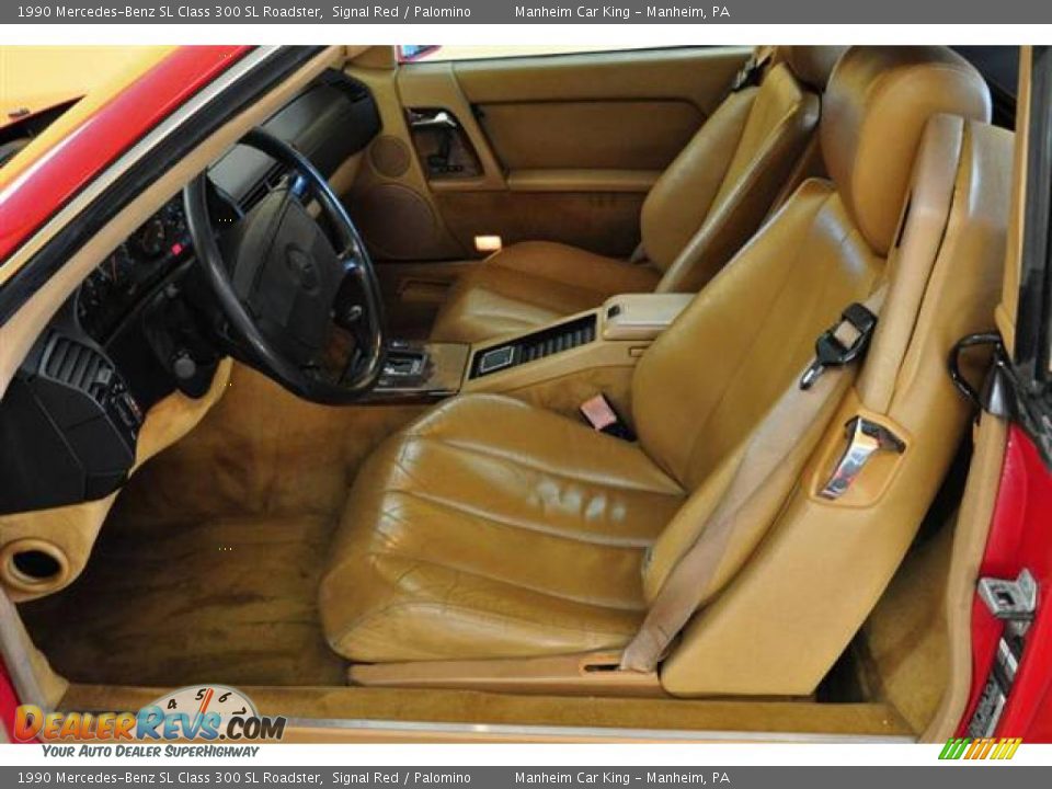1990 Mercedes-Benz SL Class 300 SL Roadster Signal Red / Palomino Photo #28
