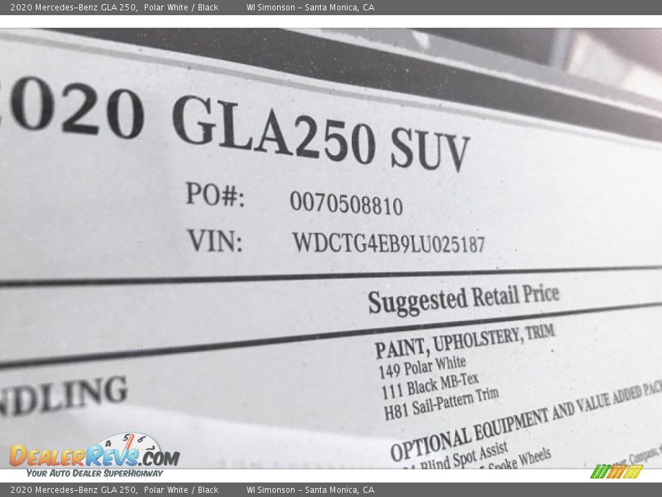 2020 Mercedes-Benz GLA 250 Polar White / Black Photo #11