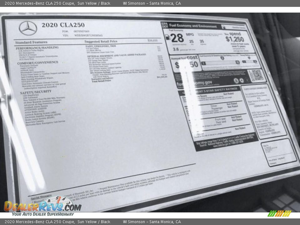 2020 Mercedes-Benz CLA 250 Coupe Window Sticker Photo #8