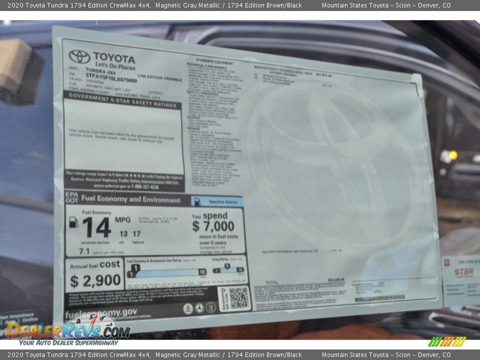 2020 Toyota Tundra 1794 Edition CrewMax 4x4 Magnetic Gray Metallic / 1794 Edition Brown/Black Photo #11