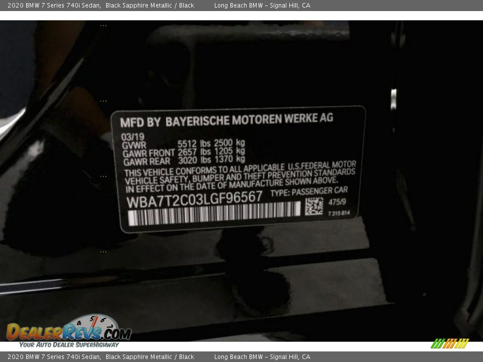 2020 BMW 7 Series 740i Sedan Black Sapphire Metallic / Black Photo #19
