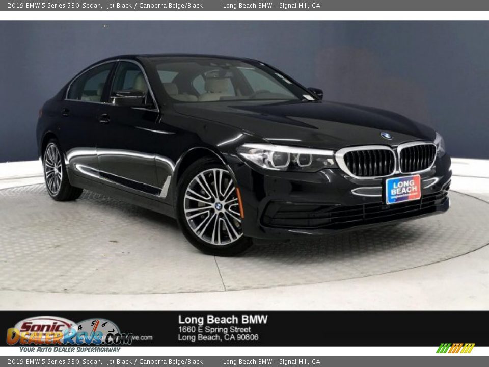 2019 BMW 5 Series 530i Sedan Jet Black / Canberra Beige/Black Photo #1