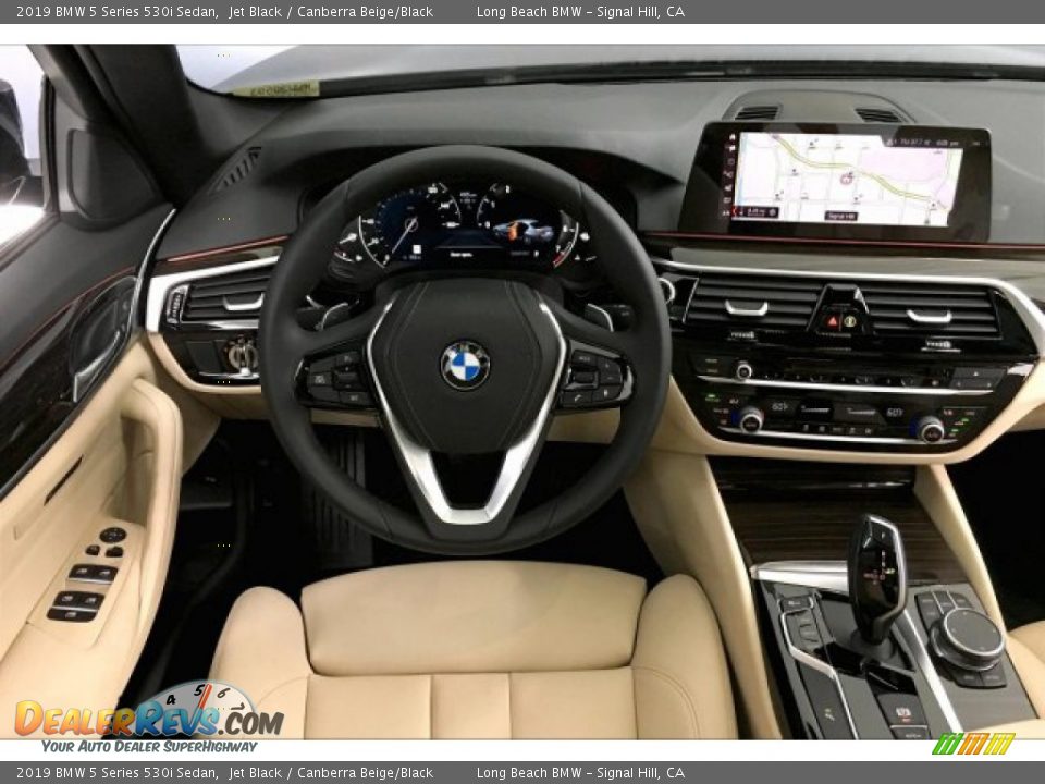 2019 BMW 5 Series 530i Sedan Jet Black / Canberra Beige/Black Photo #4