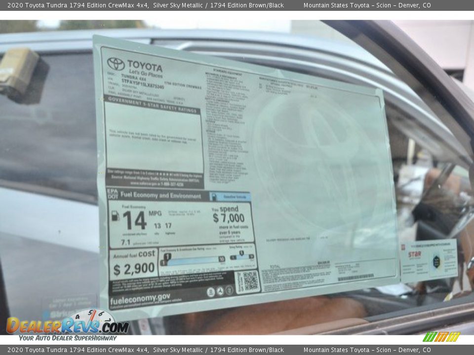 2020 Toyota Tundra 1794 Edition CrewMax 4x4 Window Sticker Photo #11