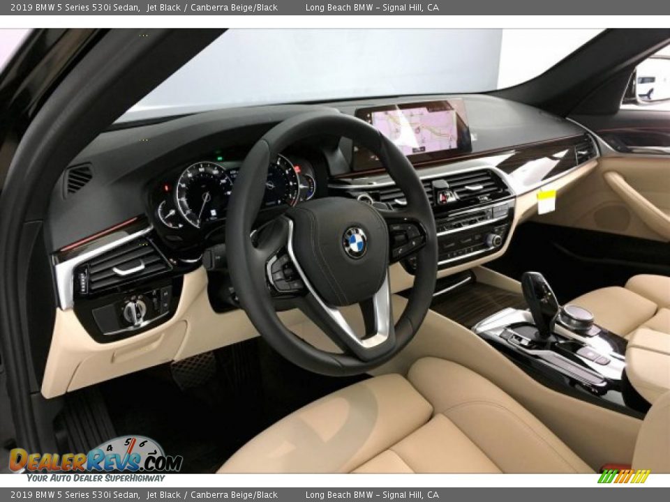 2019 BMW 5 Series 530i Sedan Jet Black / Canberra Beige/Black Photo #17
