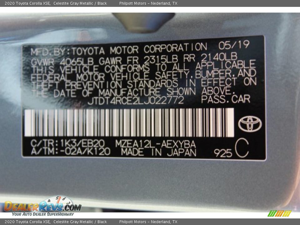 2020 Toyota Corolla XSE Celestite Gray Metallic / Black Photo #26