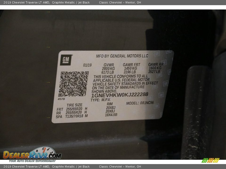 2019 Chevrolet Traverse LT AWD Graphite Metallic / Jet Black Photo #21