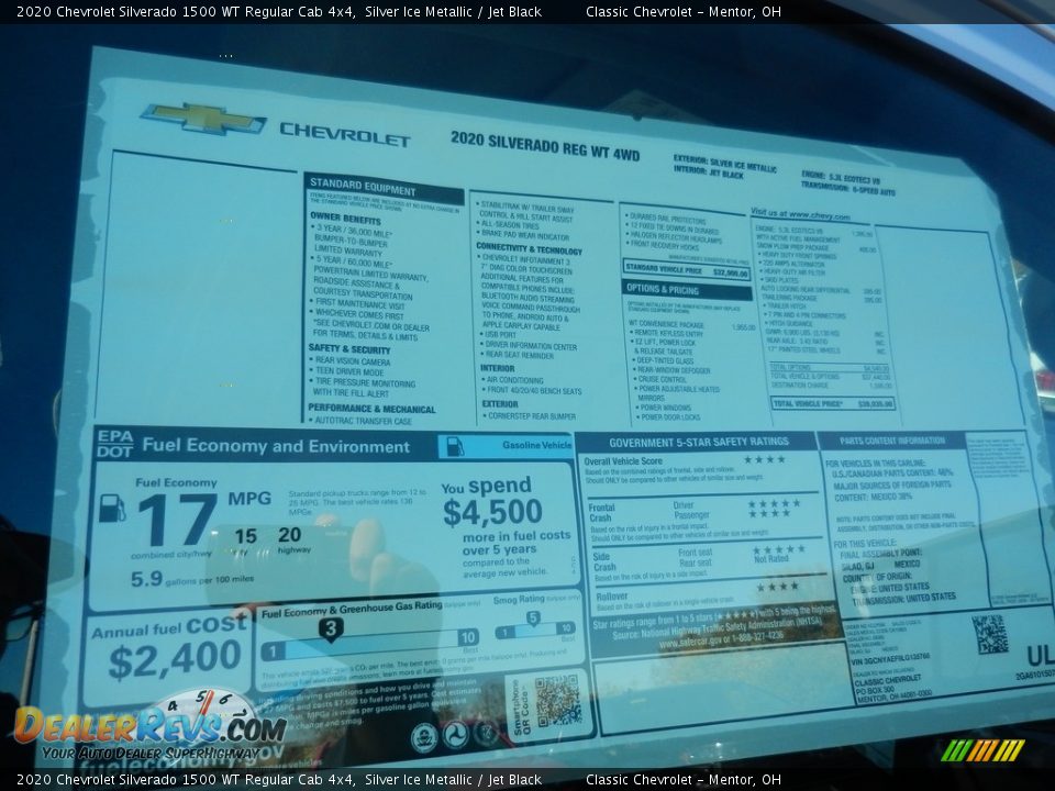 2020 Chevrolet Silverado 1500 WT Regular Cab 4x4 Window Sticker Photo #8