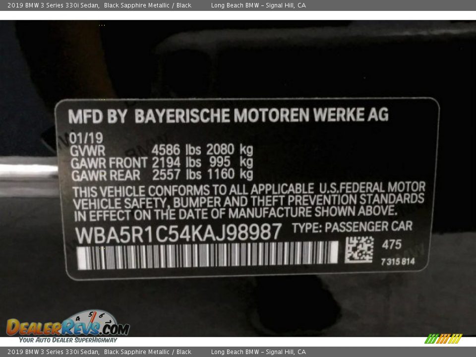2019 BMW 3 Series 330i Sedan Black Sapphire Metallic / Black Photo #19