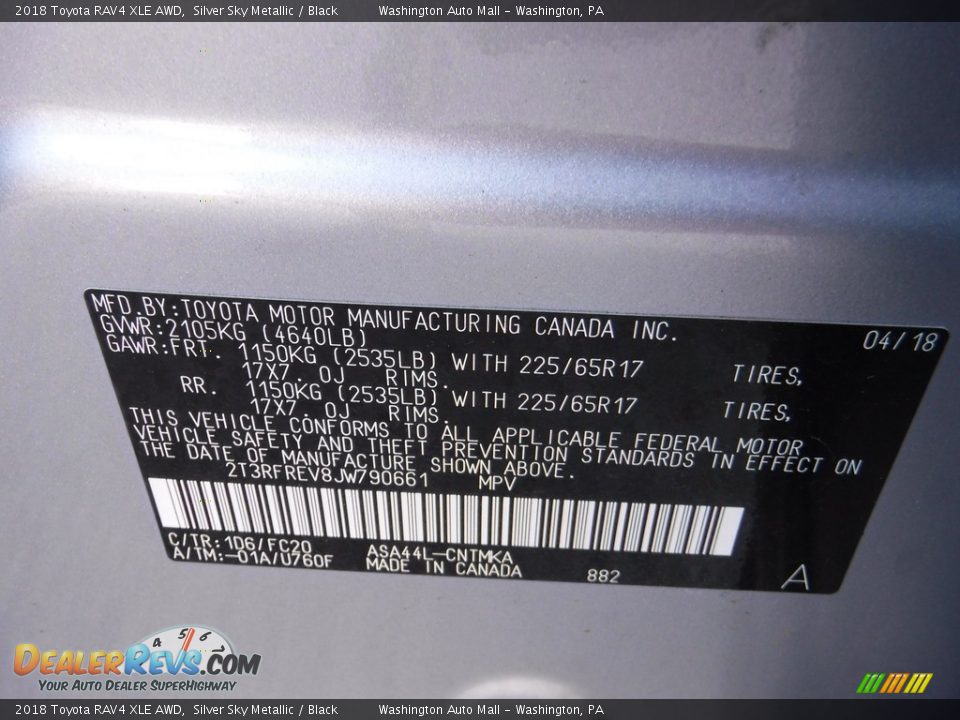 2018 Toyota RAV4 XLE AWD Silver Sky Metallic / Black Photo #27