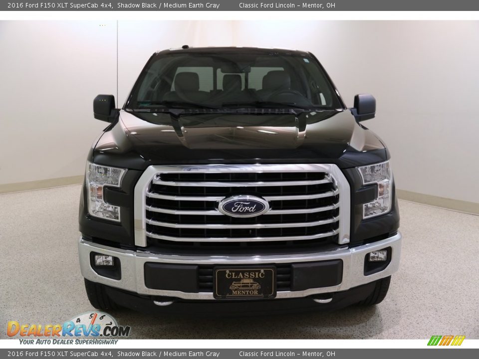2016 Ford F150 XLT SuperCab 4x4 Shadow Black / Medium Earth Gray Photo #2