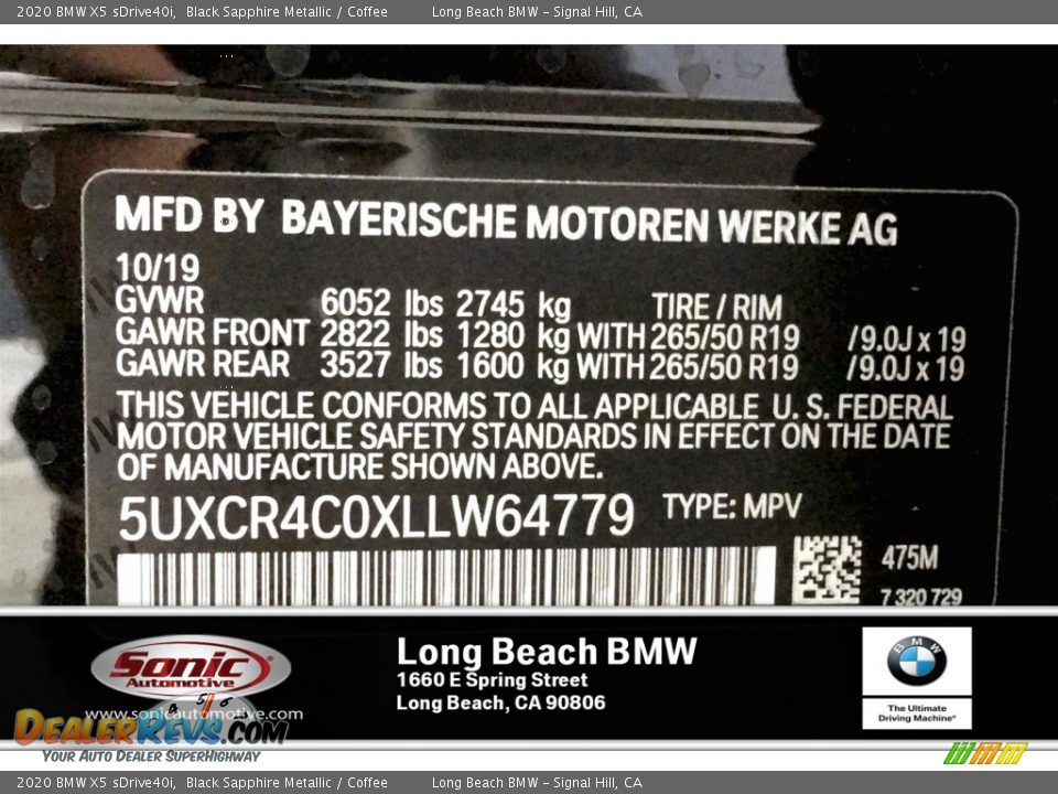2020 BMW X5 sDrive40i Black Sapphire Metallic / Coffee Photo #11