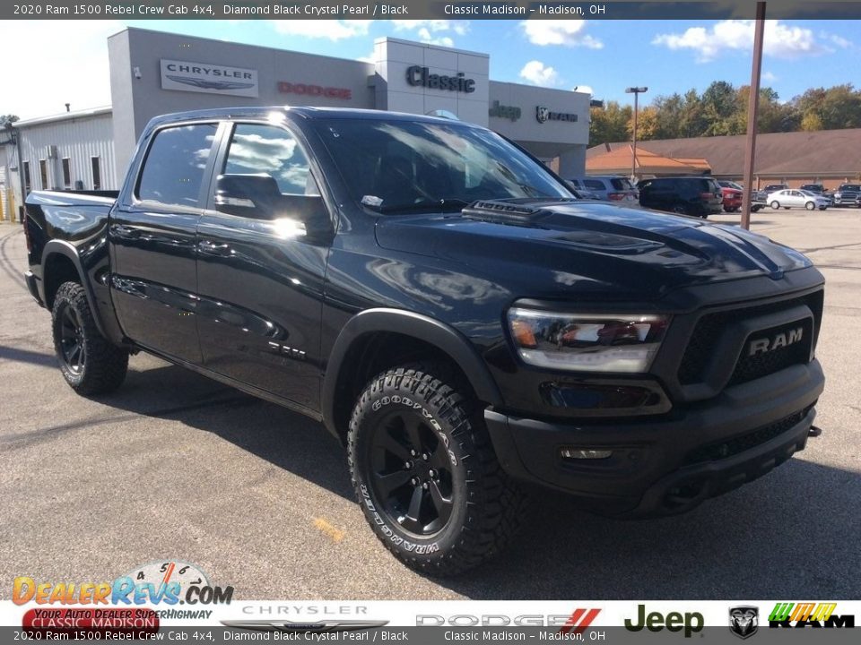 2020 Ram 1500 Rebel Crew Cab 4x4 Diamond Black Crystal Pearl / Black Photo #1