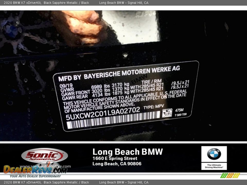 2020 BMW X7 xDrive40i Black Sapphire Metallic / Black Photo #11