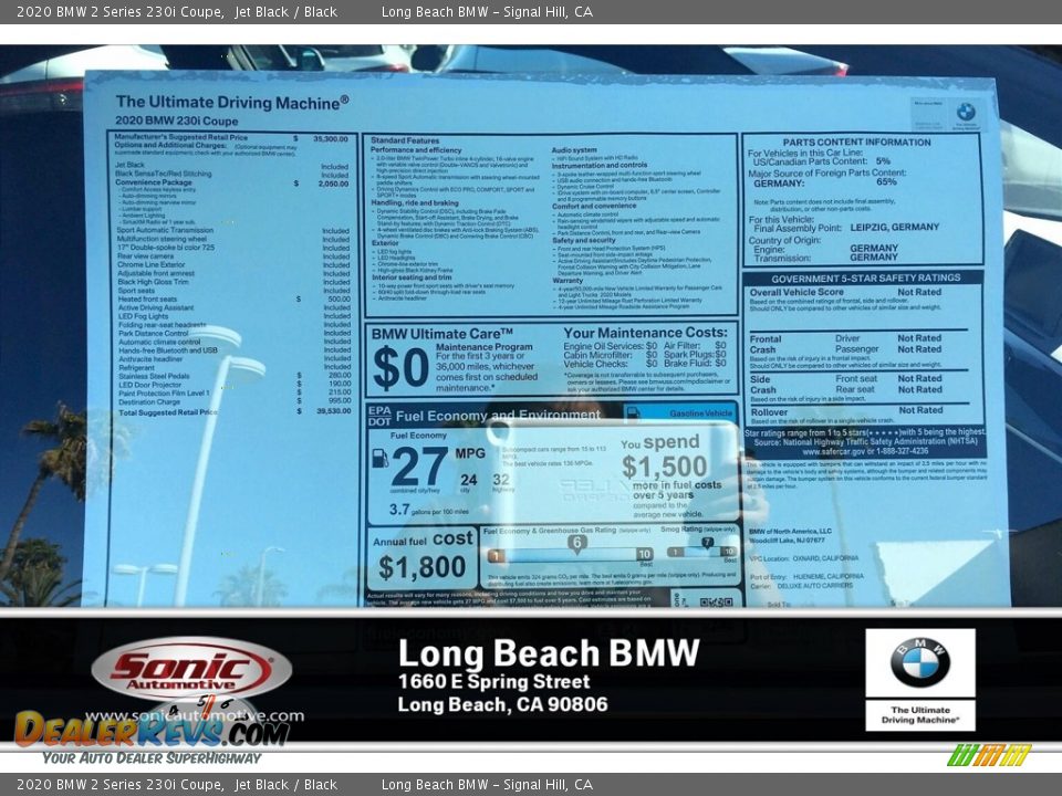 2020 BMW 2 Series 230i Coupe Jet Black / Black Photo #10