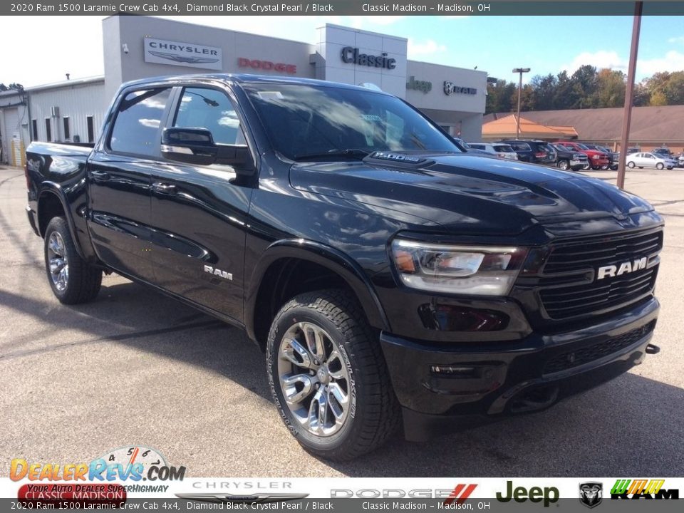 2020 Ram 1500 Laramie Crew Cab 4x4 Diamond Black Crystal Pearl / Black Photo #1