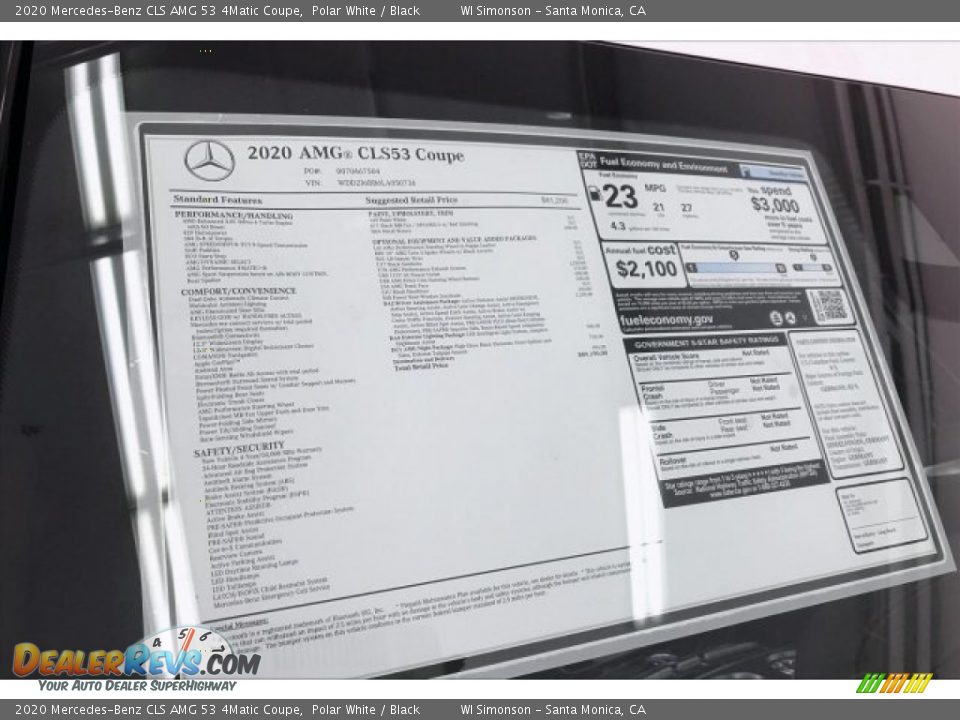 2020 Mercedes-Benz CLS AMG 53 4Matic Coupe Window Sticker Photo #10