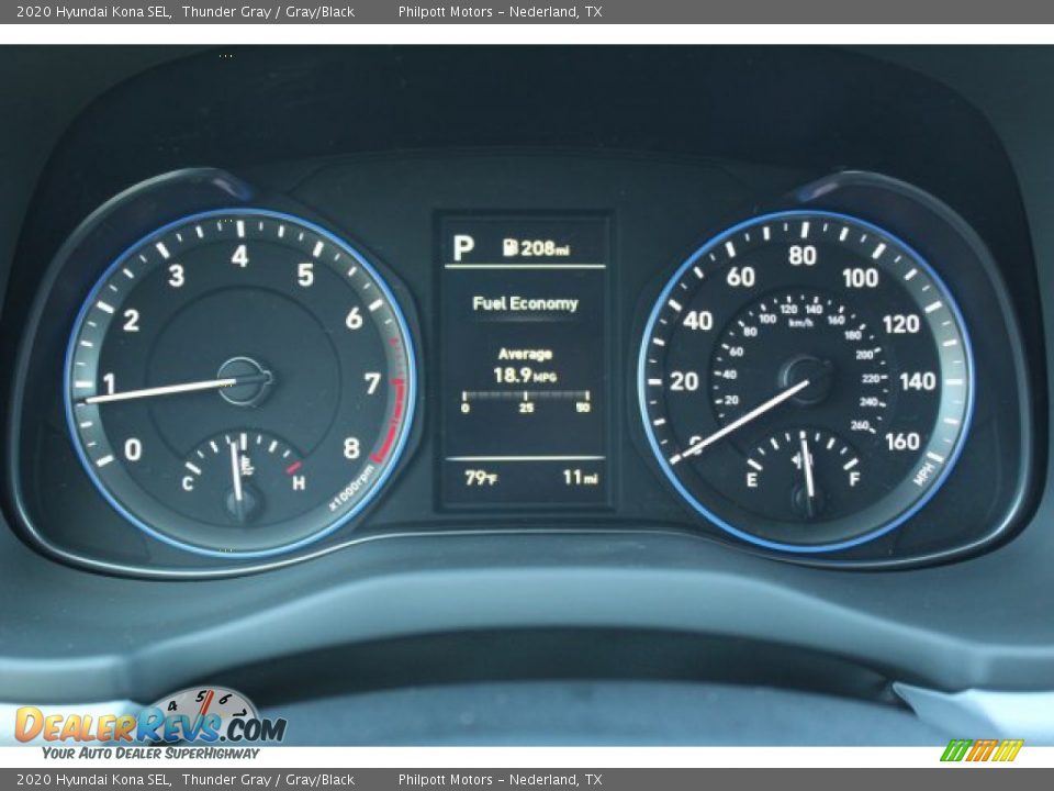 2020 Hyundai Kona SEL Thunder Gray / Gray/Black Photo #14