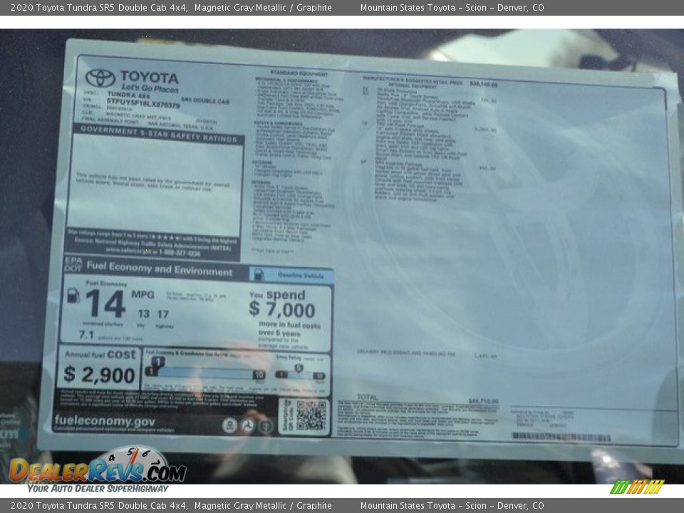 2020 Toyota Tundra SR5 Double Cab 4x4 Window Sticker Photo #10