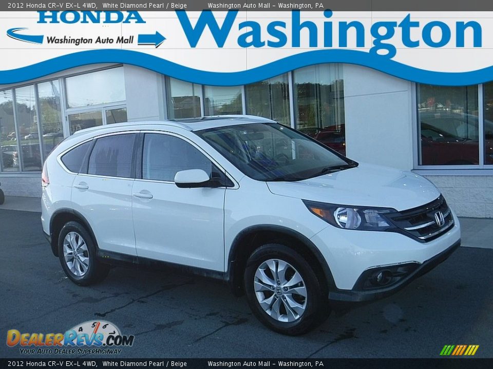 2012 Honda CR-V EX-L 4WD White Diamond Pearl / Beige Photo #1