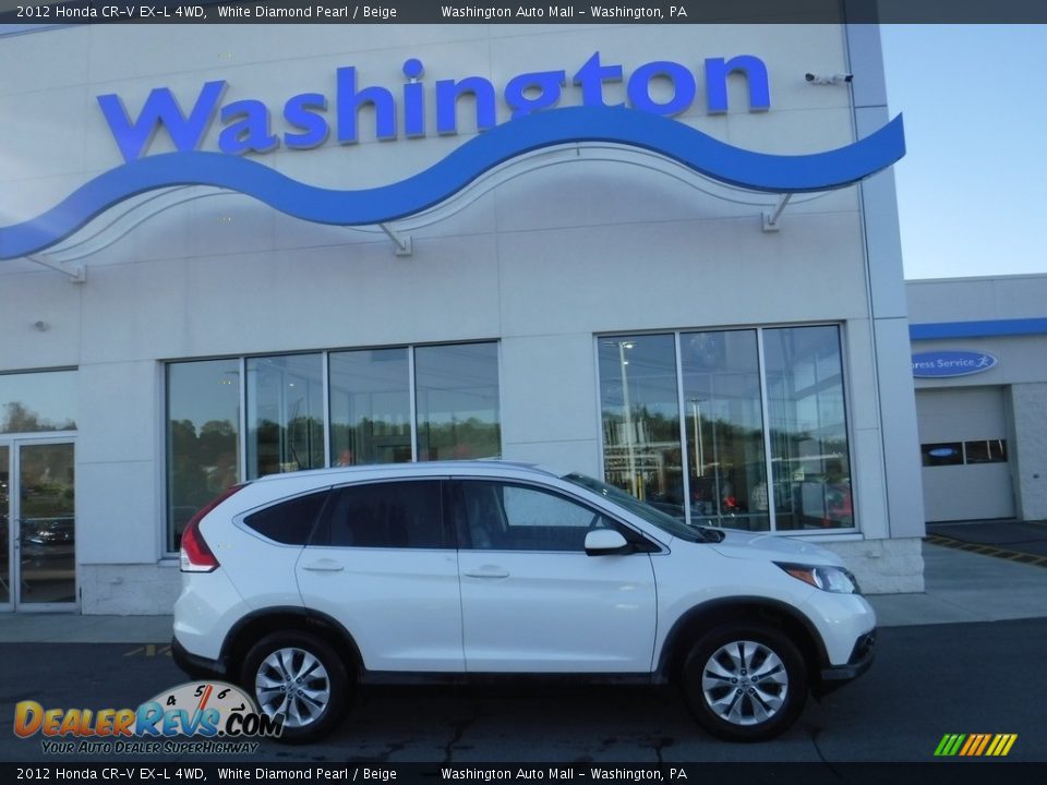 2012 Honda CR-V EX-L 4WD White Diamond Pearl / Beige Photo #2