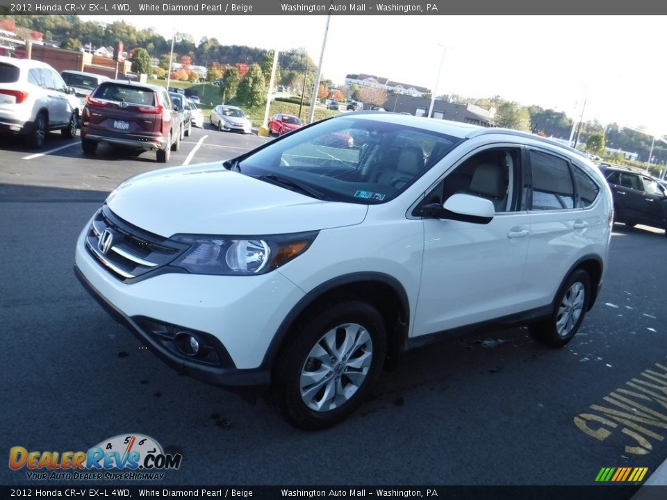 2012 Honda CR-V EX-L 4WD White Diamond Pearl / Beige Photo #6