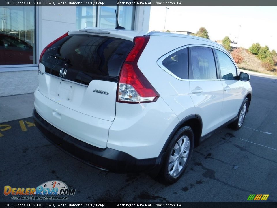 2012 Honda CR-V EX-L 4WD White Diamond Pearl / Beige Photo #8