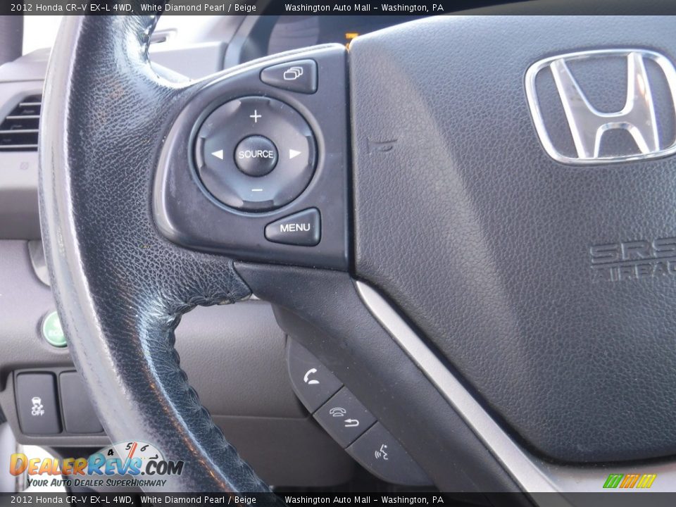 2012 Honda CR-V EX-L 4WD White Diamond Pearl / Beige Photo #19